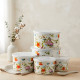 Floral Pattern Metal Tupperware Set - 5 Pcs